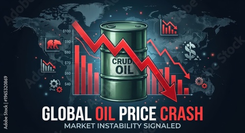 Global oil price crash sign 