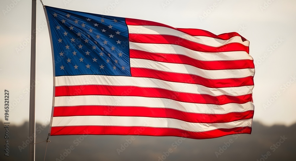 Obraz premium Usa flag day celebration with american flag waving