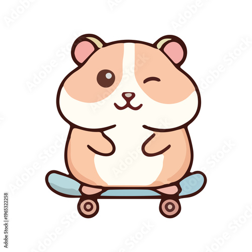 Cute Hamster on Skateboard