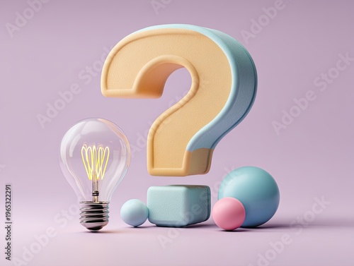 Question mark symbol with light bulb.