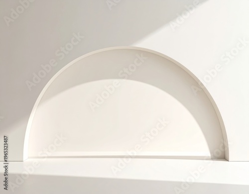 Minimalist Archway with Soft Light and Shadow Play on White Surface