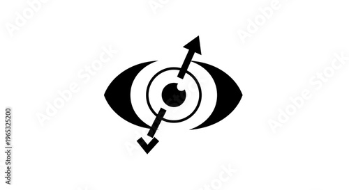 Abstract Eye Symbol with Up and Down Arrows - Vision and Focus Concept