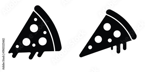 Pizza slice icon. Piece of pizza peperoni silhouette vector illustration. Salami pizza symbol. Fast food icon vector