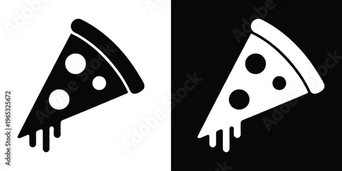 Pizza slice icon. Piece of pizza peperoni silhouette vector illustration. Salami pizza symbol. Fast food icon vector