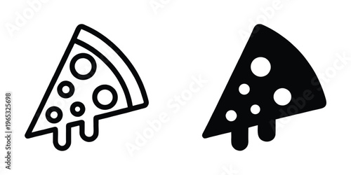 Pizza slice icon. Piece of pizza peperoni silhouette vector illustration. Salami pizza symbol. Fast food icon vector