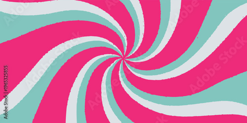 Quadro su tela Vibrant abstract background featuring a dynamic spiral swirl pattern with alternating mint green and light grey curved rays