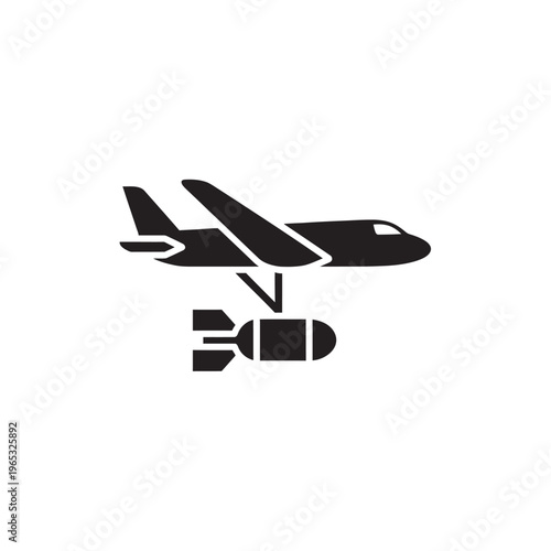 Military Bomber Aircraft Dropping a Bomb Icon