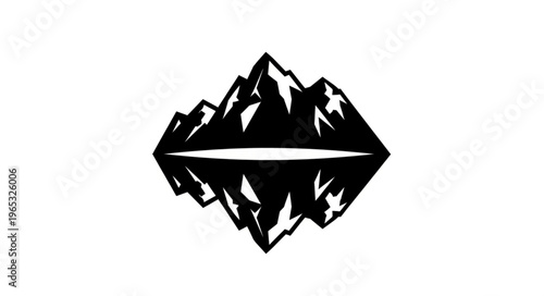 Mountain Reflection Logo - A striking symmetrical design featuring snow-capped peaks mirrored in water.