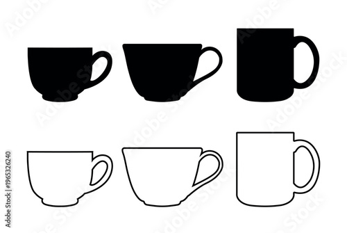 Coffee cup icon vector set. Tea cup illustration sign collection. Mocha symbol. Tea logo. Hot drink mark.