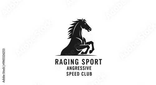 Aggressive Horse Silhouette Logo for Raging Sport Speed Club