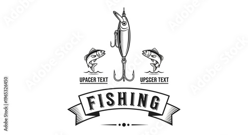 Vintage Fishing Lure and Jumping Fish Logo Design.