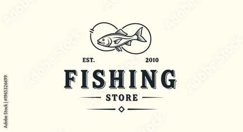Vintage Fishing Store Logo with Fish and Infinity Symbol Design.
