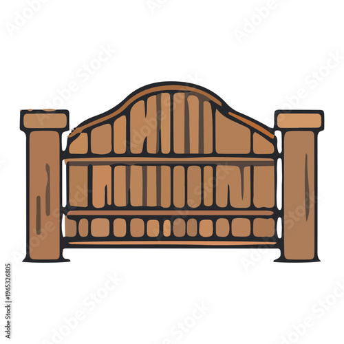 Wooden Gate Icon Isolated
