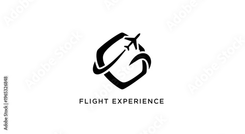 Airplane Flying Through Abstract Hexagon Logo with Swoosh - Flight Experience