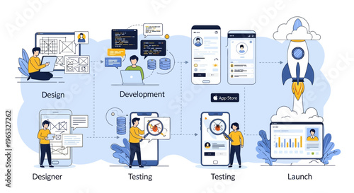 App Development Process: Design, Testing, Launch, and Coding