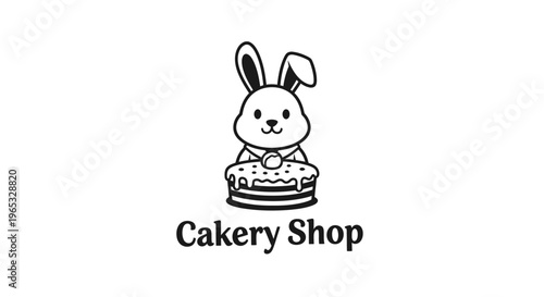 Cute bunny with cake logo