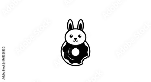 Cute Bunny Donut Illustration - Kawaii Food Art