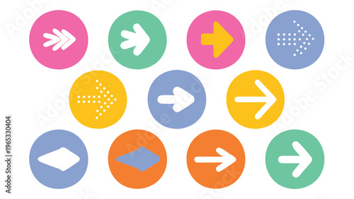Colorful Arrow Icons, Directional Symbols, Vector Graphics, 10 Arrow Signs