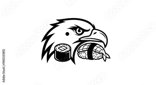 Eagle Head with Sushi - Unique Combination of Food and Wildlife