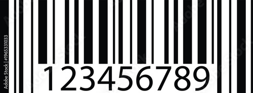 Black vector bar code illustration for retail business featuring digital scan line and country label information for products 