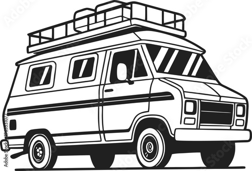 Camper Van, Recreational Vehicle, RV, Travel Trailer, Vector Illustration