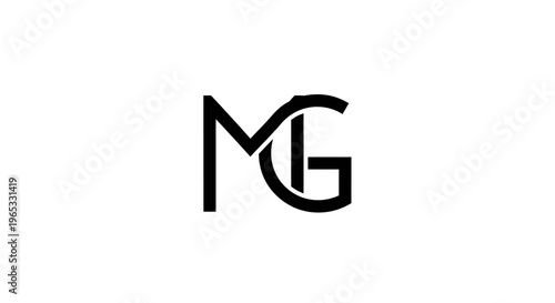 Elegant Monogram MG Logo Design, Minimalist Black Letters on White Background