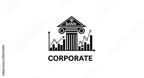 Financial Growth Concept: Bank Building with Stock Market Graph