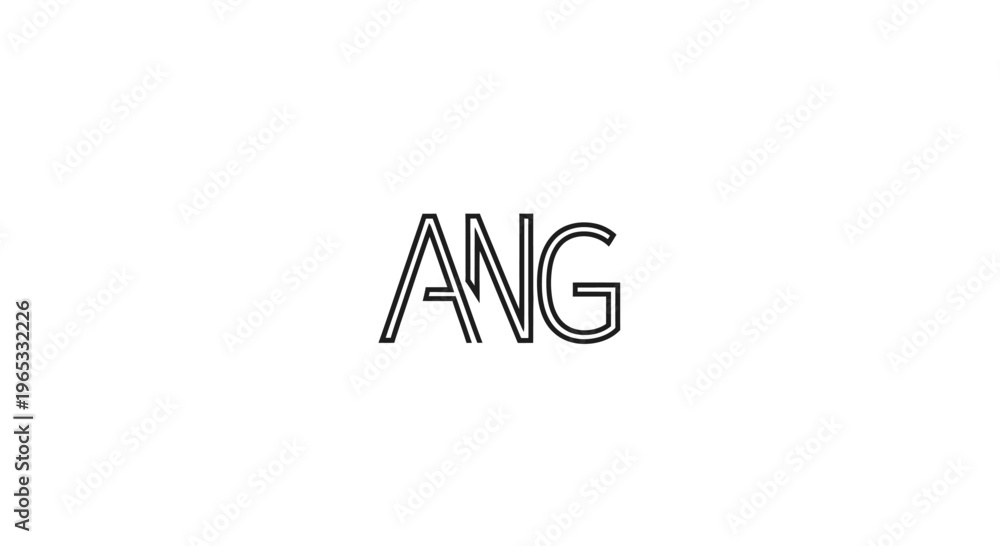 Obraz premium Geometric ANG lettering, clean, modern, minimal design on white background.