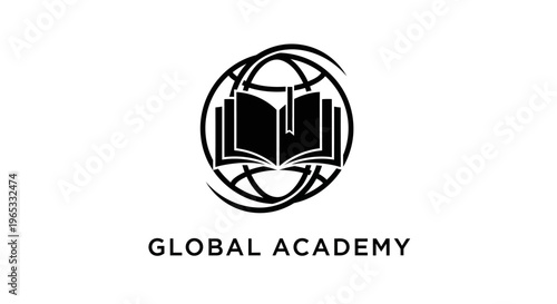 Global Academy Logo: Open Book and Globe Icon