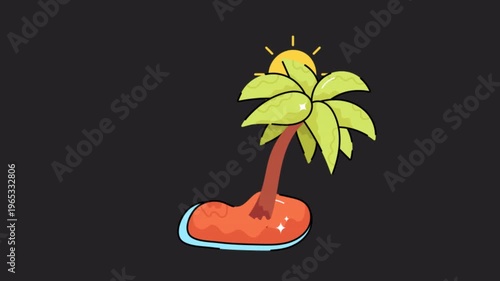 Beach  Motion Graphic Rendering with Transparent Alpha Channel