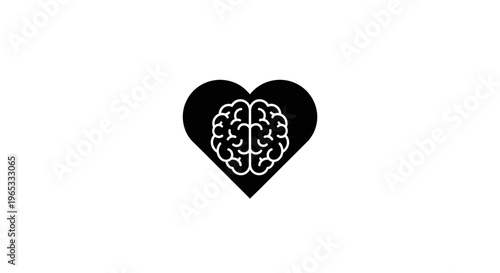 Heart with Brain Inside Icon - Love and Logic Symbol