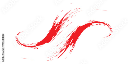 Dynamic red brush strokes creating an abstract S-shape on a clean white background, conveying movement and artistic flair.