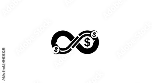 Infinity Symbol with Dollar Signs and Arrows - Financial Loop Concept