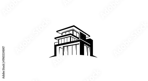 Modern Architecture House Silhouette - Minimalist Building Design