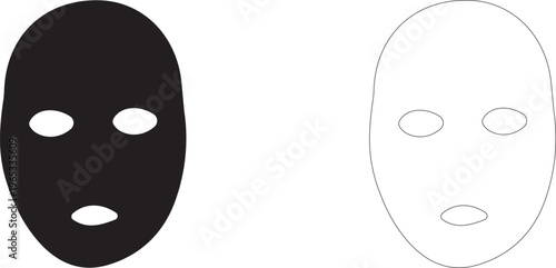 Beauty Mask for face. Outline and filled vector icon.
