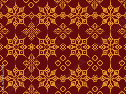 Seamless pixel art pattern featuring a retro 8-bit style design. Perfect for textile printing, fabric, wallpaper, wrapping paper, stationery, digital backgrounds, packaging, and surface pattern design