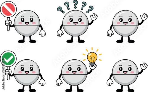 Cartoon tablet character set, cute electronic device mascots, smiling gadget icons, playful digital technology illustrations, fun vector design