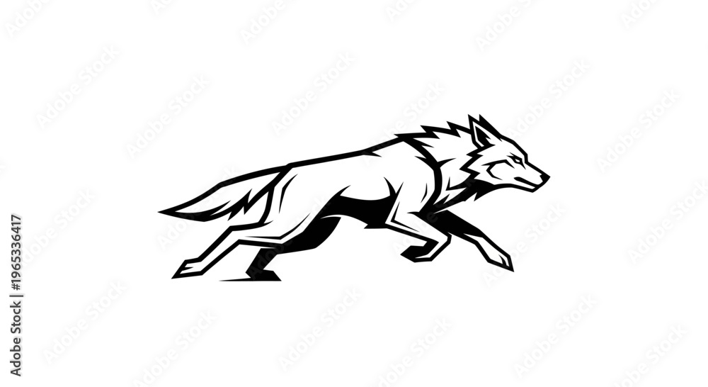 Fototapeta premium Running Wolf Mascot Logo - Fierce Animal Silhouette
