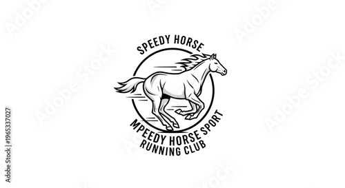 Speedy Horse Running Club Logo - Dynamic Equine Motion Illustration