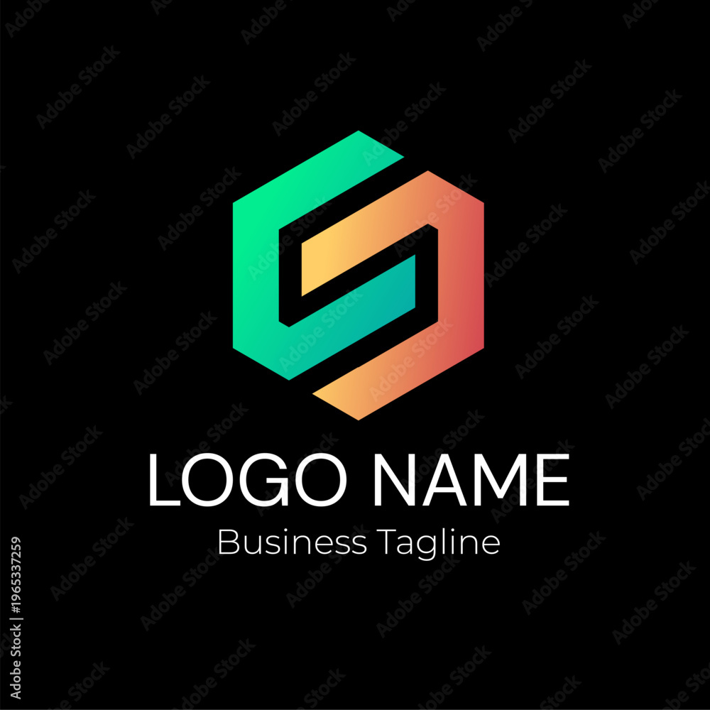 Obraz premium Logo Hexagonal Gradient Modern Minimalist Business Design Vector Template