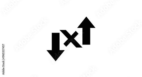 Up and Down Arrows Symbol with X Sign - Directional Choice, Decision, Opposition