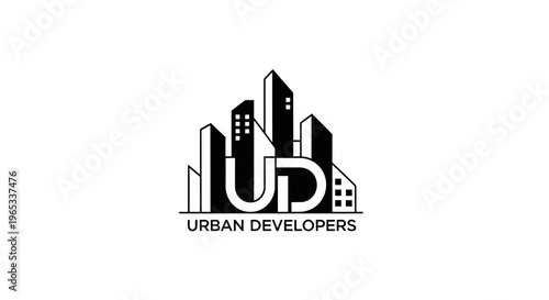 Urban Developers Logo with Cityscape Silhouette - Modern Architecture