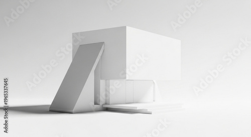 Modern Minimalist White 3D Architectural Model Building Mockup for Design and Construction Visualization