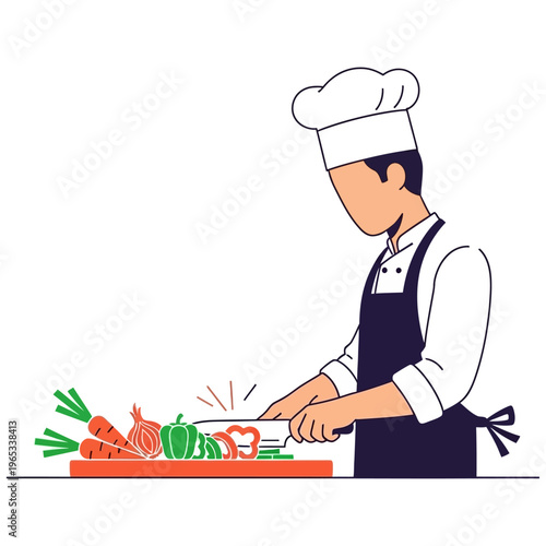 Skilled culinary professional preparing wholesome ingredients for delicious recipes