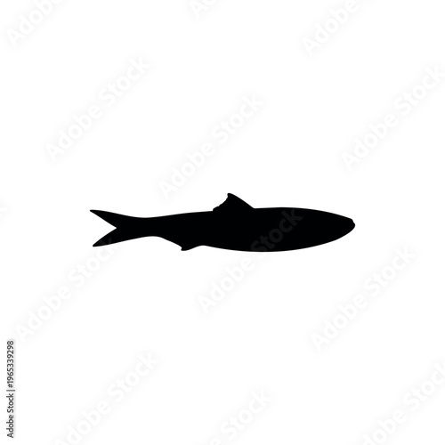 Anchovy fish silhouette icon vector illustration on white background