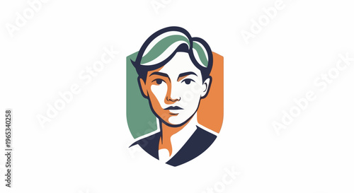 Stylized portrait of a young person with short hair and a determined expression