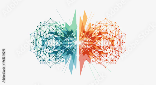 Vibrant abstract network connection concept with blue and orange hues