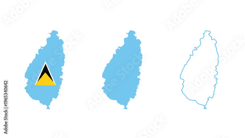 Set of Saint Lucia map isolated on white background, vector illustration design
