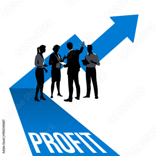 Profit. Growth. Teamwork. Business vector illustration. 