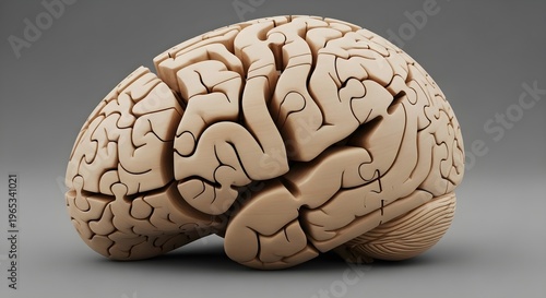 A detailed model of a human brain on a plain surface indoors